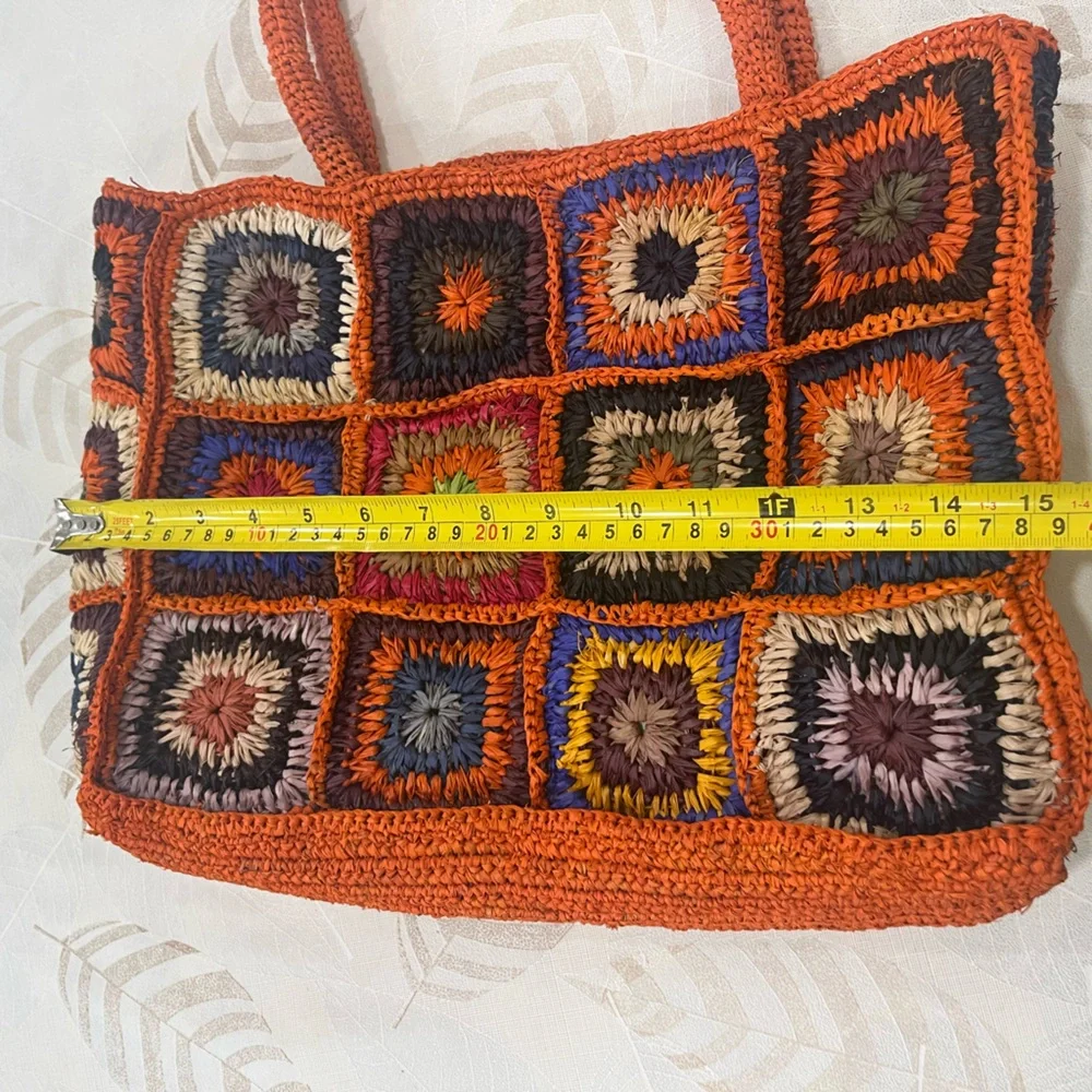 Handcrafted Raffia Crochet Tote Bag - Picture 3 of 5